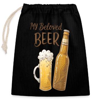 Mein geliebtes Bier - Verschließbarer Geschenkbeutel aus Baumwolle (25x30cm) - Schwarz - Vorne