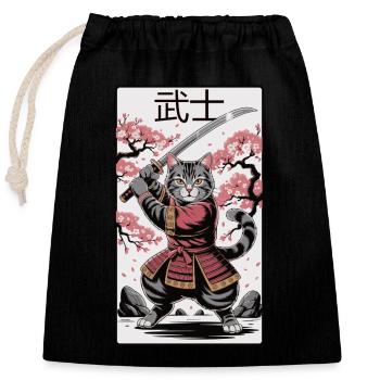 Warrior Cat – Anime Power - Closable cotton gift bag (25x30cm) - black - Front