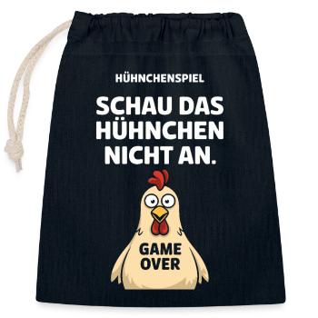 Hühnchenspiel Schau Das Huhnchen Nicht An - Verschließbarer Geschenkbeutel aus Baumwolle (25x30cm) - Navy - Vorne