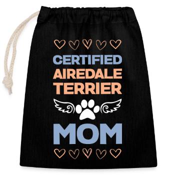 Maman Airedale Terrier - Sac cadeau en coton avec cordon (25 x 30 cm) - noir - Devant