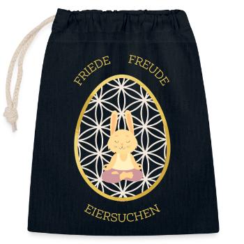 Friede Freude Eiersuchen - Yoga Osterhase - Verschließbarer Geschenkbeutel aus Baumwolle (25x30cm) - Navy - Vorne