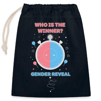 Gender Reveal Who Is The Winner Baby Shower - Closable cotton gift bag (25x30cm) - navy - Front