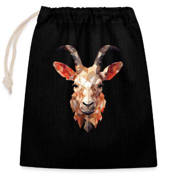 Polygonaler Bock Künstlerisches Ziegen Design - Verschließbarer Geschenkbeutel aus Baumwolle (25x30cm) - Schwarz - Vorne