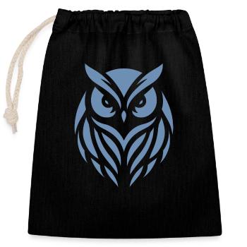 Wise Wood Owl: Tawny Owl silhouette art - Closable cotton gift bag (25x30cm) - black - Front