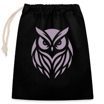 Wise Wood Owl: Tawny Owl silhouette art - Closable cotton gift bag (25x30cm) - black - Front
