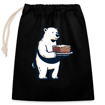 L’ours polaire adore les lasagnes italiennes - Sac cadeau en coton avec cordon (25 x 30 cm) - noir - Devant