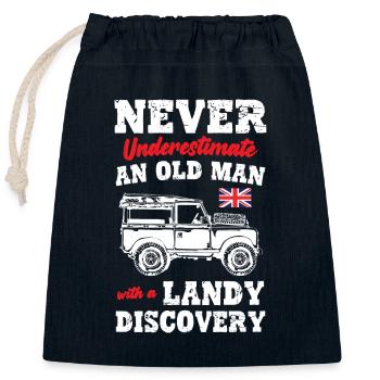 NEVER UNDERESTIMATE AN OLD MAN WITH A DISCOVERY - Closable cotton gift bag (25x30cm) - navy - Front