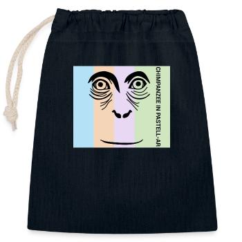 Chimpanzee in Pastel - The intelligent primate - Closable cotton gift bag (25x30cm) - navy - Front