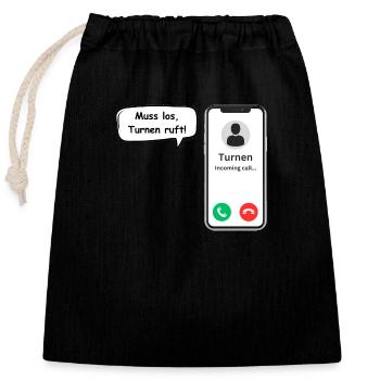 Gymnastics Calls - Sports Saying - ApriNoeScor - Closable cotton gift bag (25x30cm) - black - Front