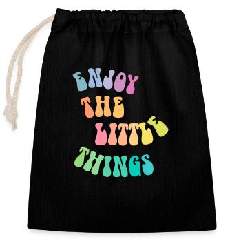 Enjoy the little things - Gift idea - Gift - Closable cotton gift bag (25x30cm) - black - Front
