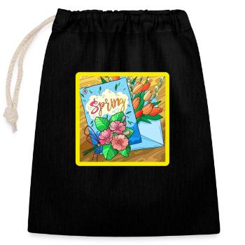 Spring - Verschließbarer Geschenkbeutel aus Baumwolle (25x30cm) - Schwarz - Vorne