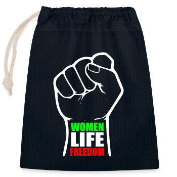 Women life freedom - Sac cadeau en coton avec cordon (25 x 30 cm) - bleu marine - Devant