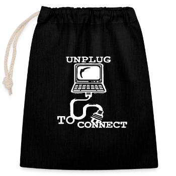 unplug to connect - Verschließbarer Geschenkbeutel aus Baumwolle (25x30cm) - Schwarz - Vorne