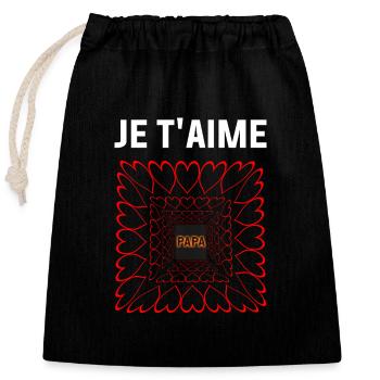 Je t'aime papa - Sac cadeau en coton avec cordon (25 x 30 cm) - noir - Devant