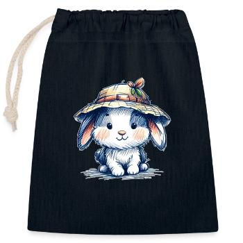 Bunny - Closable cotton gift bag (25x30cm) - navy - Front