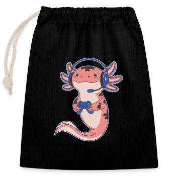 Axolotl Gamer Design – Conception d’amateurs de jeux vidéo - Sac cadeau en coton avec cordon (25 x 30 cm) - noir - Devant