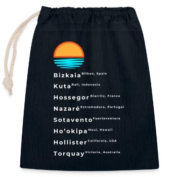 Liste des spots de surf populaires - Sac cadeau en coton avec cordon (25 x 30 cm) - bleu marine - Devant