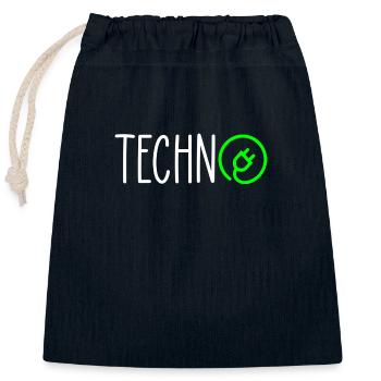 techno charge - Closable cotton gift bag (25x30cm) - navy - Front