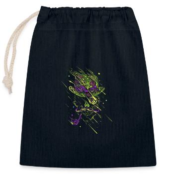 Glowing graffiti neon skull - Closable cotton gift bag (25x30cm) - navy - Front