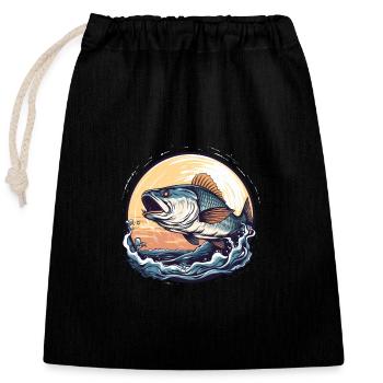 Angler Edition - Closable cotton gift bag (25x30cm) - black - Front