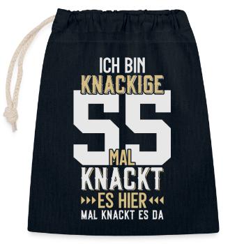 55. GEBURTSTAG 1971 KNACKIGE 55 - Verschließbarer Geschenkbeutel aus Baumwolle (25x30cm) - Navy - Vorne