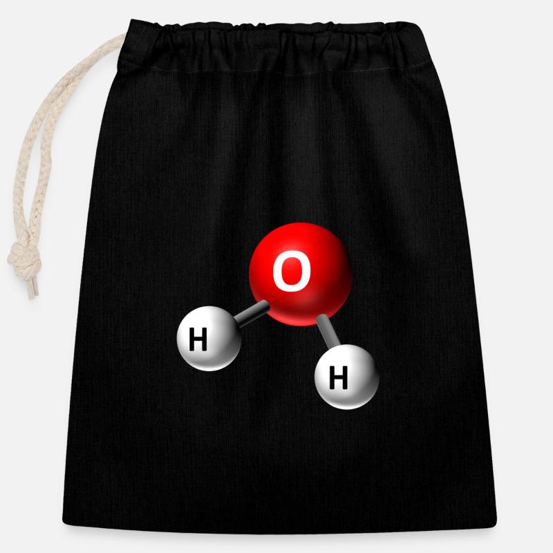 Water Molecule Graphic - Closable cotton gift bag (25x30cm) - black