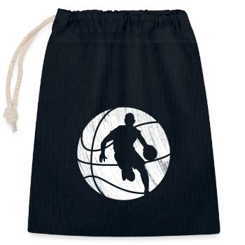 Basketball - Dunks, Dribble and Slams - Closable cotton gift bag (25x30cm) - navy - Front