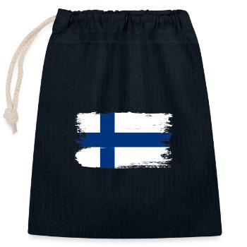 Finnish Flag Brush Stroke - Closable cotton gift bag (25x30cm) - navy - Front
