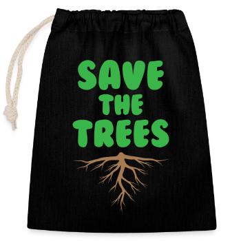 Save The Trees Environmental Lover - Closable cotton gift bag (25x30cm) - black - Front