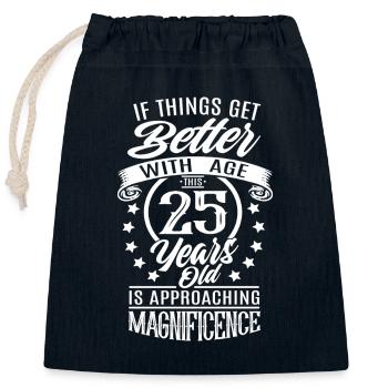 Birthday 25 years Better with age - Closable cotton gift bag (25x30cm) - navy - Front
