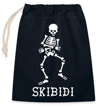 #SkibidiChallenge Skibidi danse un meme squelette - Sac cadeau en coton avec cordon (25 x 30 cm) - bleu marine - Devant