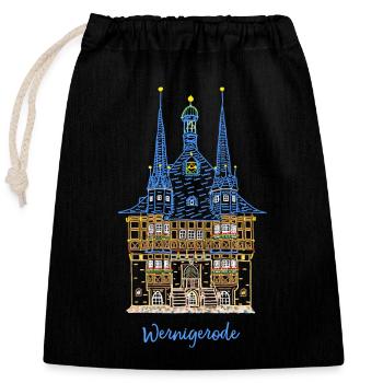Wernigerode, hôtel de ville historique, Allemagne de l'Est - Sac cadeau en coton avec cordon (25 x 30 cm) - noir - Devant