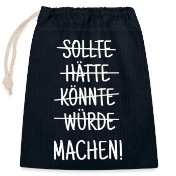 Einfach machen! - Verschließbarer Geschenkbeutel aus Baumwolle (25x30cm) - Navy - Vorne