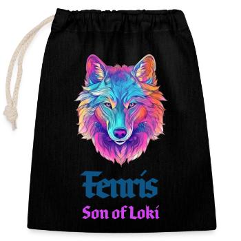 The Fenris Wolf, child of Loki - Closable cotton gift bag (25x30cm) - black - Front