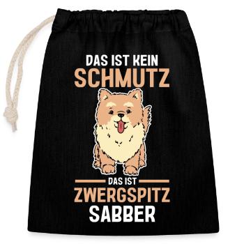 Hund Zwergspitz - Verschließbarer Geschenkbeutel aus Baumwolle (25x30cm) - Schwarz - Vorne