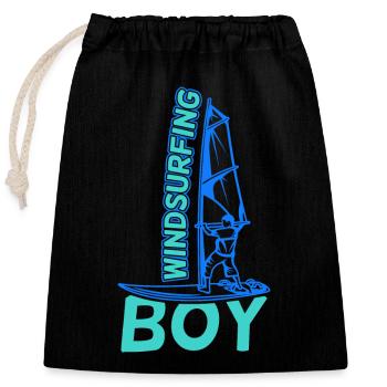 Windsurfer Boy - Closable cotton gift bag (25x30cm) - black - Front