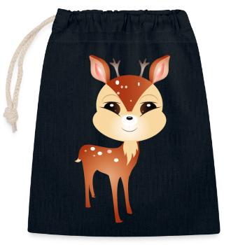 mignon petit chevreuil avec de grands bois - Sac cadeau en coton avec cordon (25 x 30 cm) - bleu marine - Devant