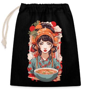 Ramen Retro Popart Japon Design Esthétique - Sac cadeau en coton avec cordon (25 x 30 cm) - noir - Devant
