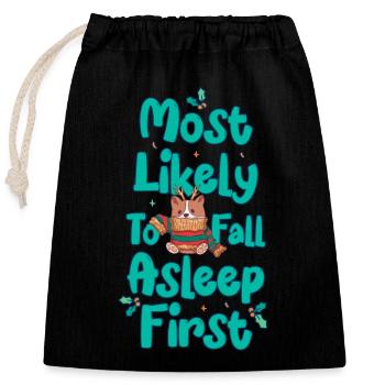 Dabbing Christmas Offensive Rude Xmas - Closable cotton gift bag (25x30cm) - black - Front