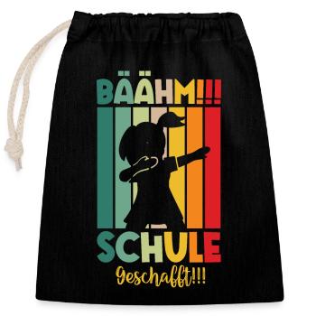 Schule Geschafft Schulabsolvent Schulabgänger 2024 - Verschließbarer Geschenkbeutel aus Baumwolle (25x30cm) - Schwarz - Vorne
