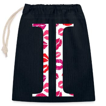 Letter i kisses - Closable cotton gift bag (25x30cm) - navy - Front