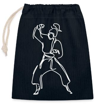 Female Karateka - Closable cotton gift bag (25x30cm) - navy - Front
