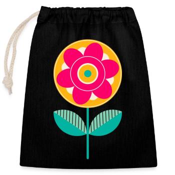 Süße bunte Blume - Verschließbarer Geschenkbeutel aus Baumwolle (25x30cm) - Schwarz - Vorne