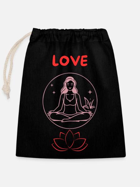Love meditation - Verschließbarer Geschenkbeutel aus Baumwolle (25x30cm) - Schwarz