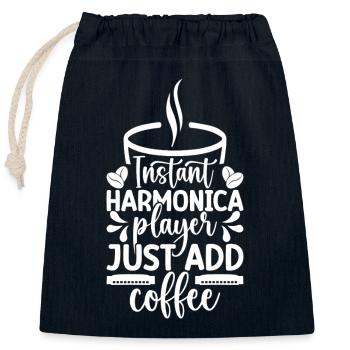 Harmonica Musican Instant Player Just Coffee - Closable cotton gift bag (25x30cm) - navy - Front