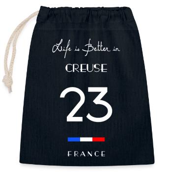 La vie CREUSE 23 Département Guéret Limousin - Sac cadeau en coton avec cordon (25 x 30 cm) - bleu marine - Devant