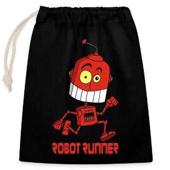 Der laufende Roboter - Verschließbarer Geschenkbeutel aus Baumwolle (25x30cm) - Schwarz - Vorne