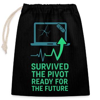 Fondateur de startup Survivant à l’épuisement professionnel : se rétablit - Sac cadeau en coton avec cordon (25 x 30 cm) - noir - Devant