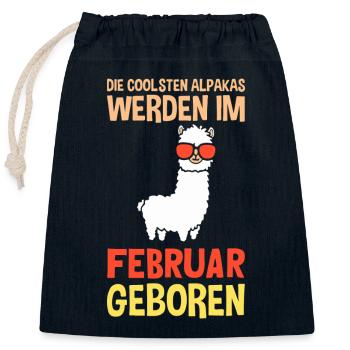 Februar Geburtstag Alpaka Spruch Lustig - Verschließbarer Geschenkbeutel aus Baumwolle (25x30cm) - Navy - Vorne