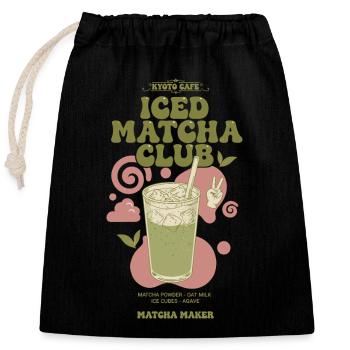 Iced Matcha Club Kyoto Cafe Matcha Maker Green Tea - Verschließbarer Geschenkbeutel aus Baumwolle (25x30cm) - Schwarz - Vorne